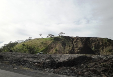Green rock on Saddle Road